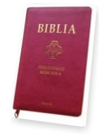 Biblia pierwszego Kościoła złocona z paginatorami (purpurowa)