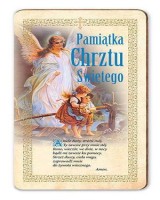 Pamiątka Chrztu Świętego. Obrazek na drewnie 