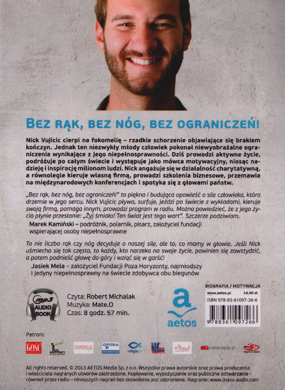 Bez rąk, bez nóg bez, ograniczeń!  (CD mp3) - Klub Książki Tolle.pl