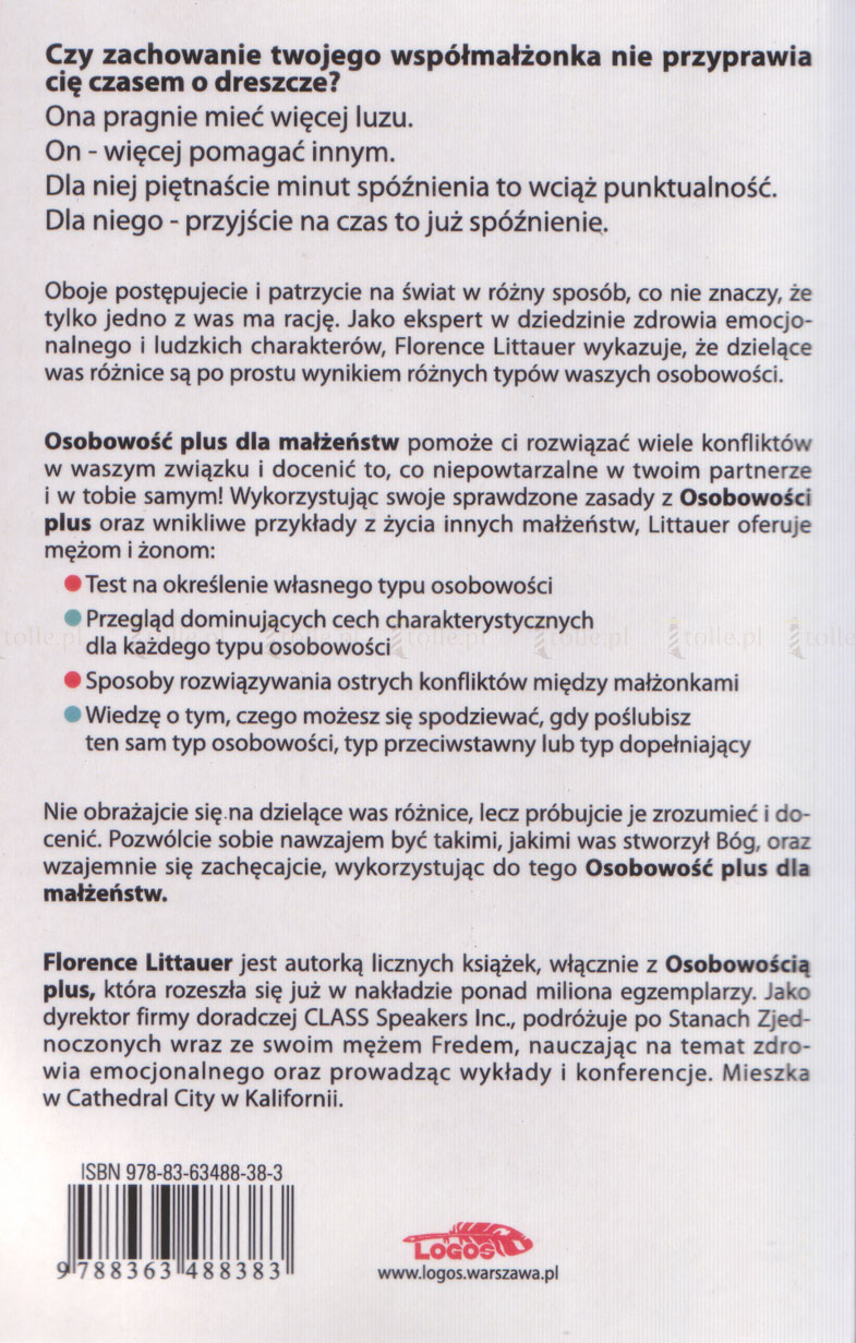 Osobowość plus dla małżeństw. Jak zrozumieć siebie i osobę, którą kochasz - Klub Książki Tolle.pl