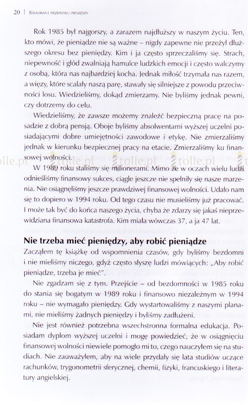 Kwadrant przepływu pieniędzy - Klub Książki Tolle.pl
