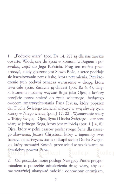 List Apostolski Porta Fidei - Klub Książki Tolle.pl